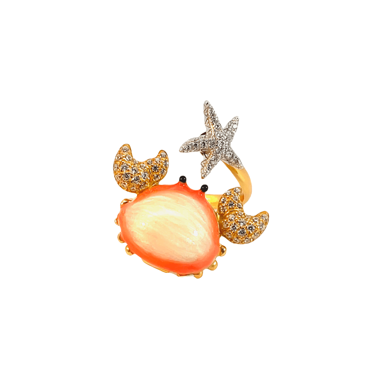 Crab & Starfish Statement Ring