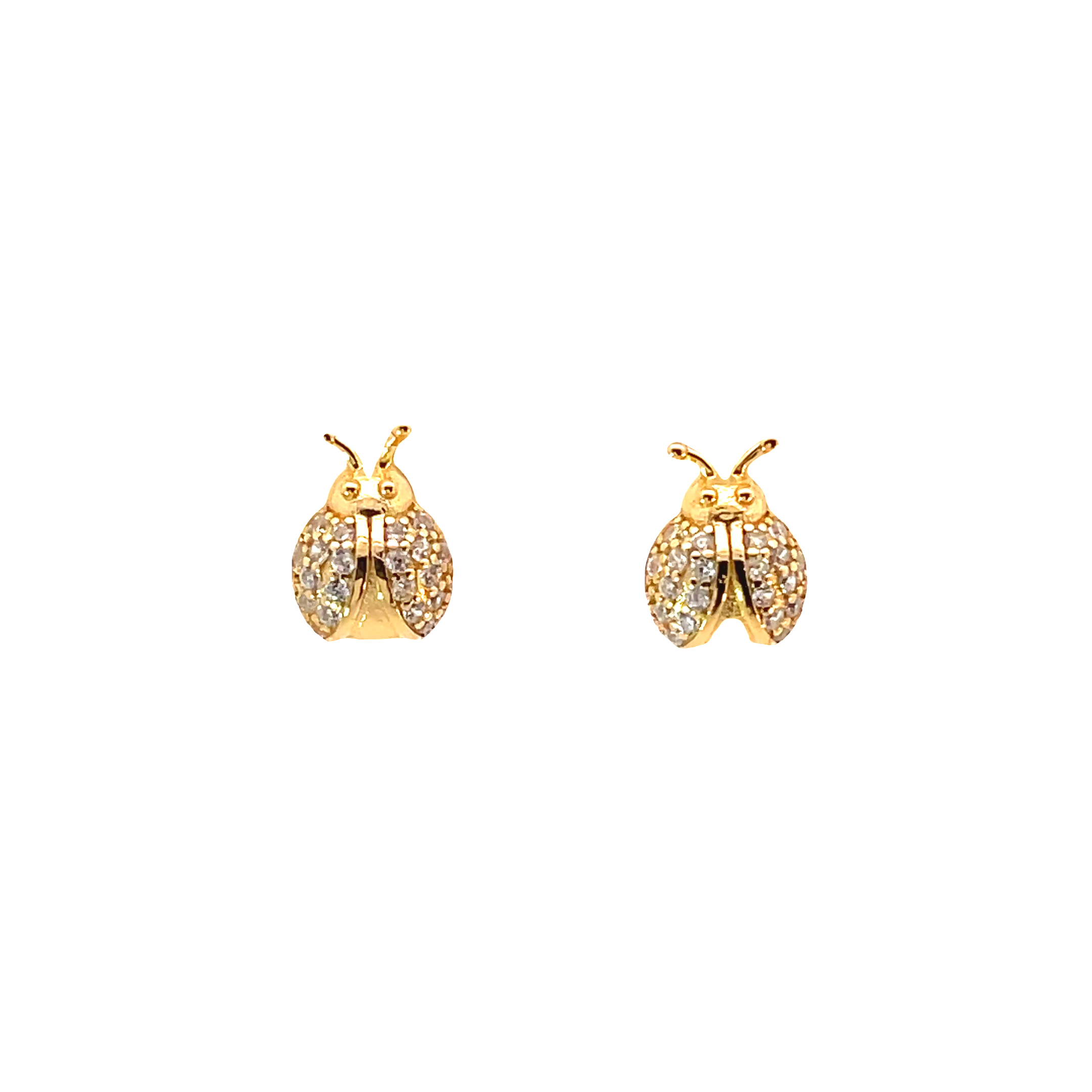MISIS Ladybug Earrings in 18K gold-plated silver with white zirconias – Italian design