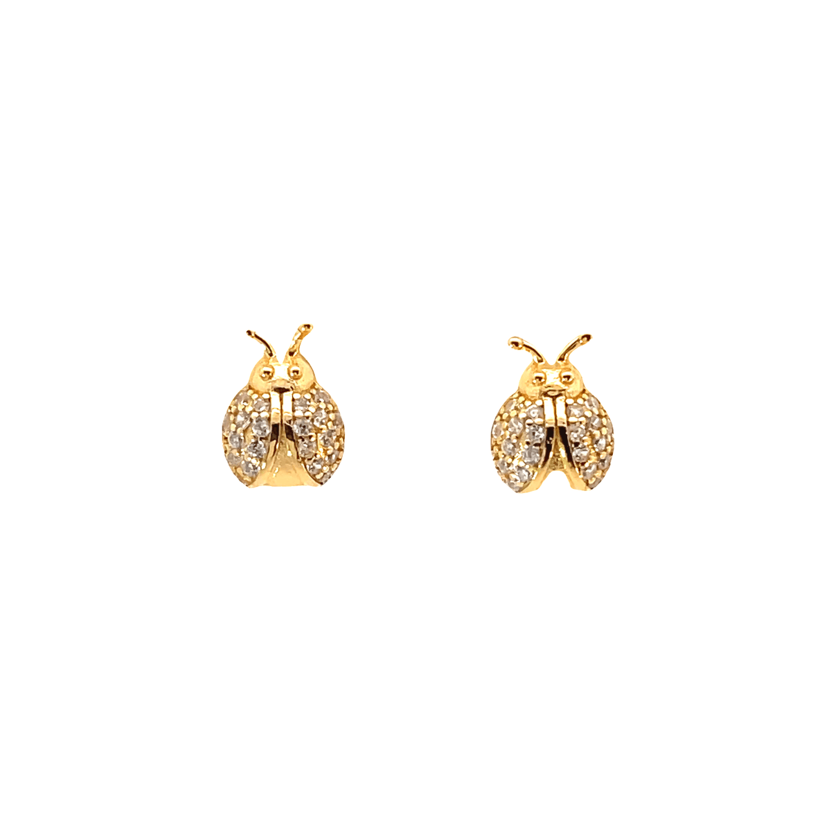 MISIS Ladybug Earrings in 18K gold-plated silver with white zirconias – Italian design
