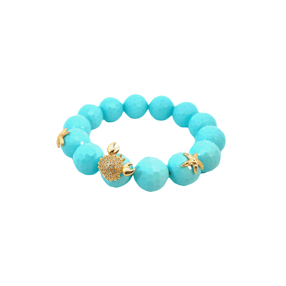 Gold Crab & Starfish Bead Bracelet