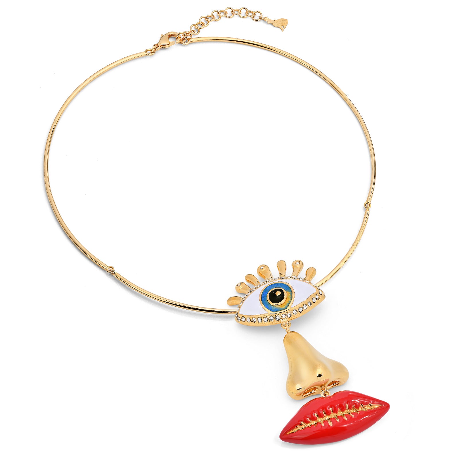 ALL SEEING FACE red-gold lips Pendant