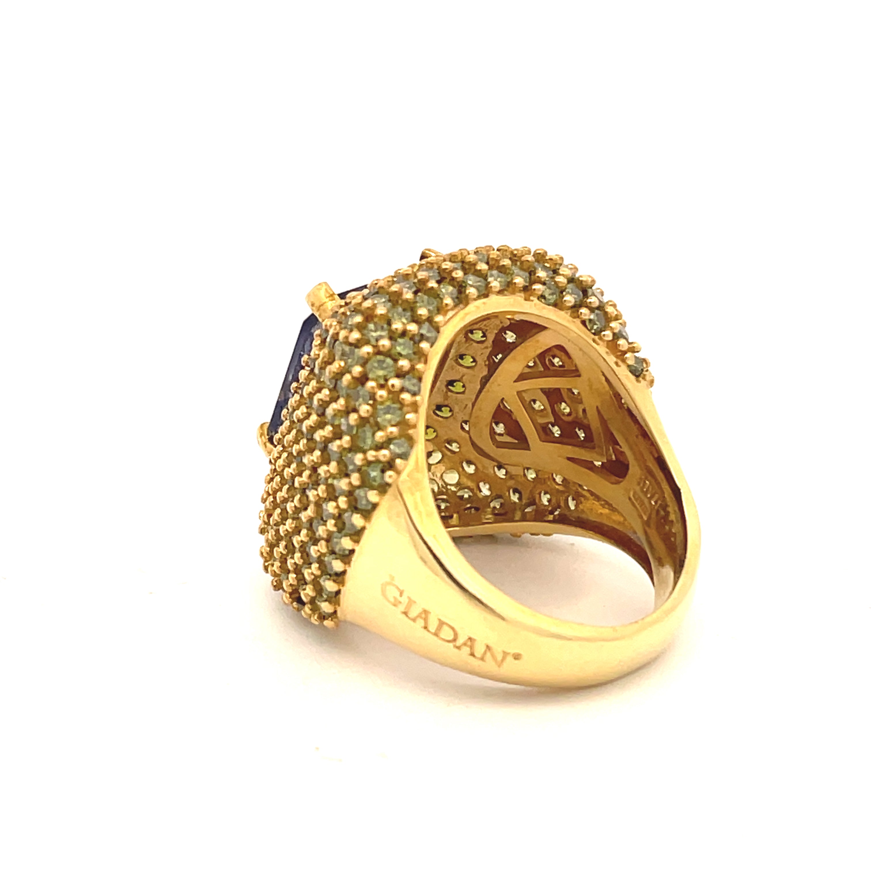 BLAKE 18K yellow gold plated cocktail ring side profile showing band thickness and Italian craftsmanship detail