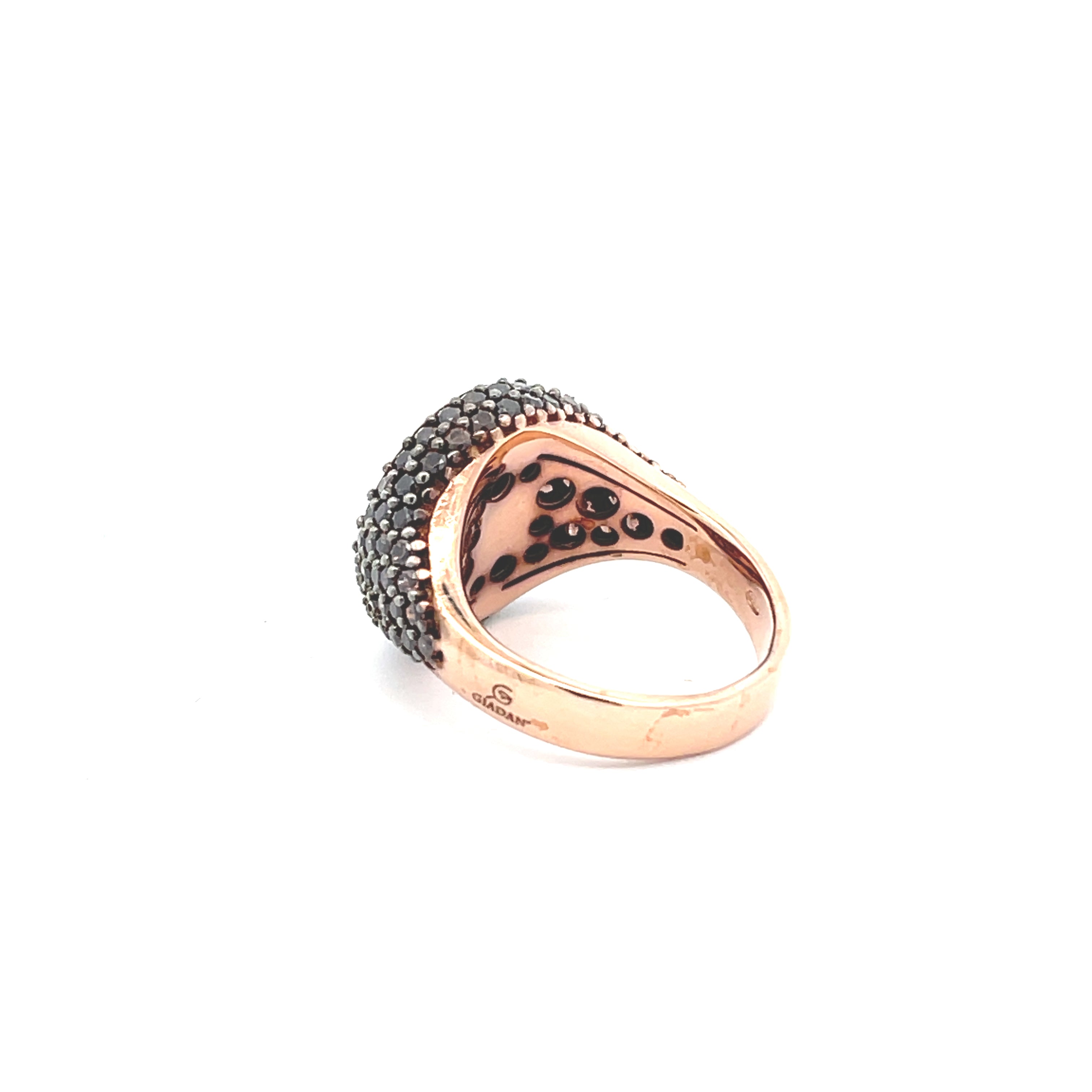 Rose gold plated pavé pinky ring with turquoise top and brown side zirconias viewed from the back — GRACE TOP TURQUOISE by Giadan for Le.Paul Jewelgarden