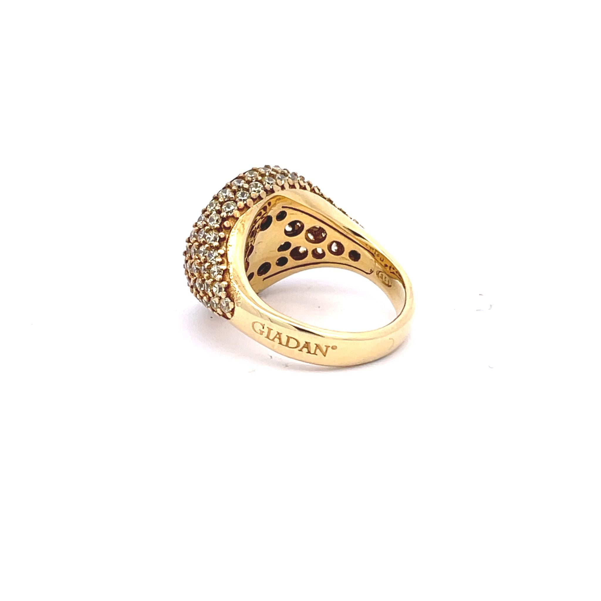 GRACE WHTE SPARKLES pinky ring in yellow gold plated sterling silver with white zirconias backview