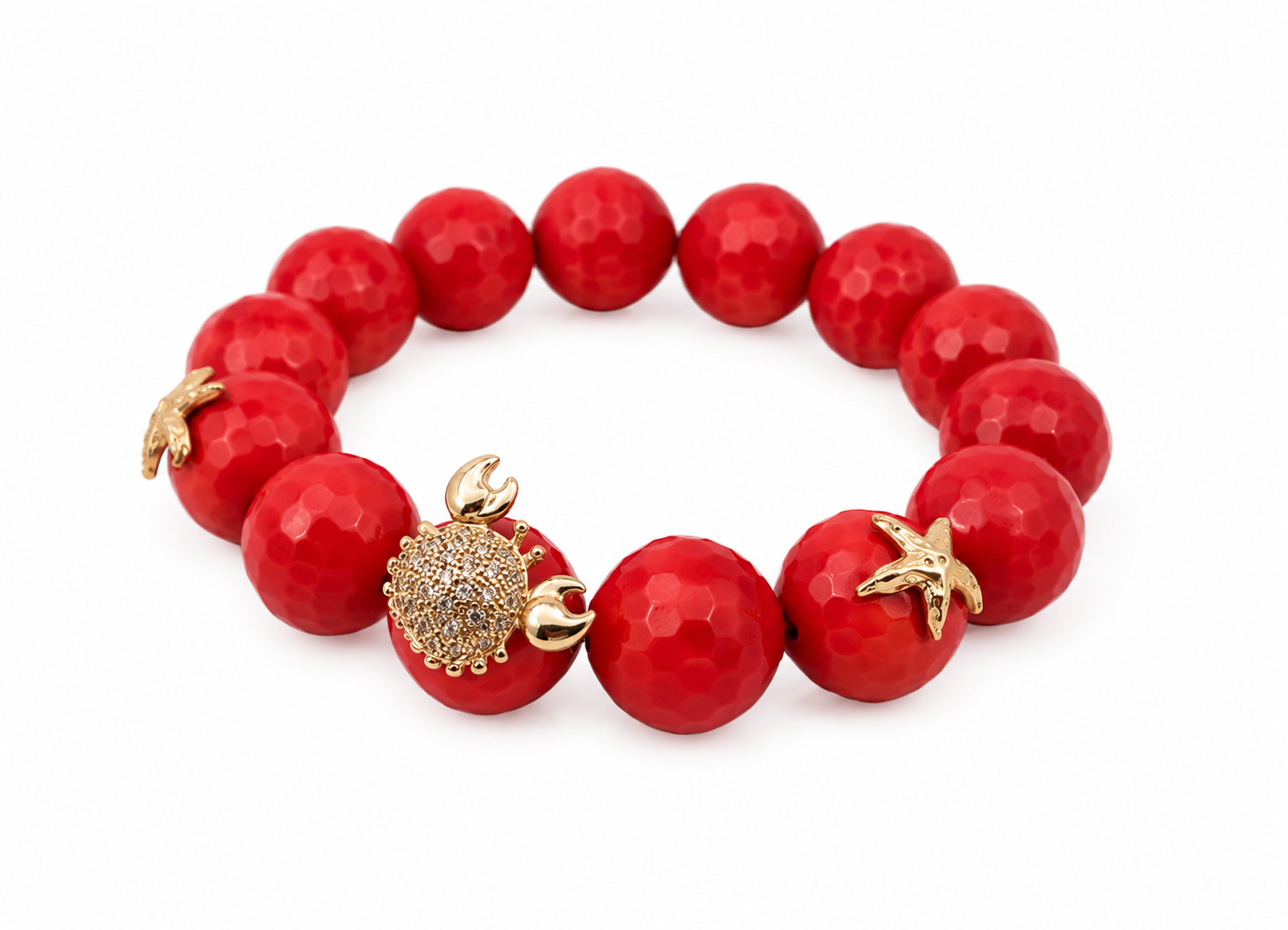 Gold Crab & Starfish Bead Bracelet