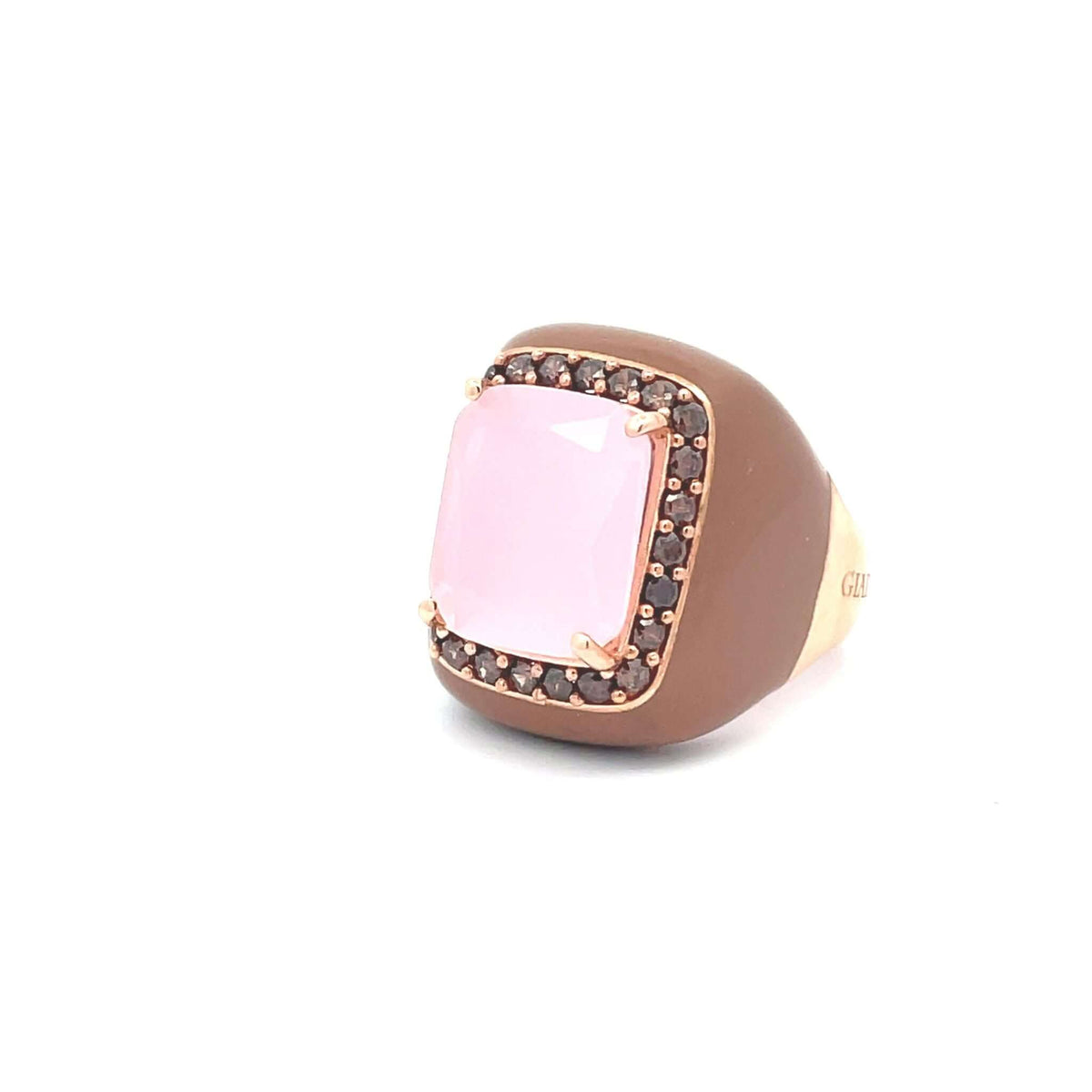 Taupe, pink mand gold Statement ring - sideview