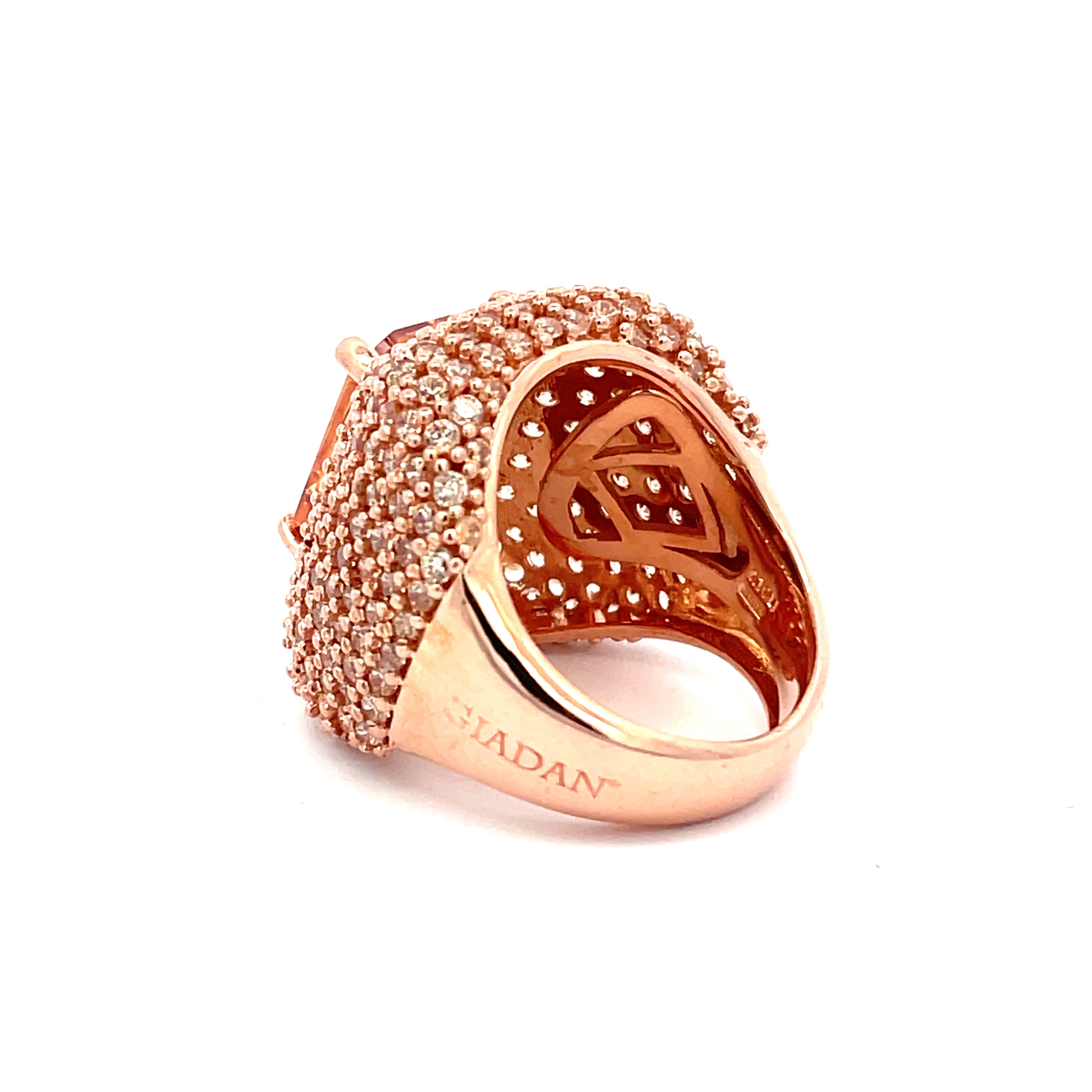 HAGAR rose gold cocktail ring side profile showing band thickness and Italian craftsmanship detail