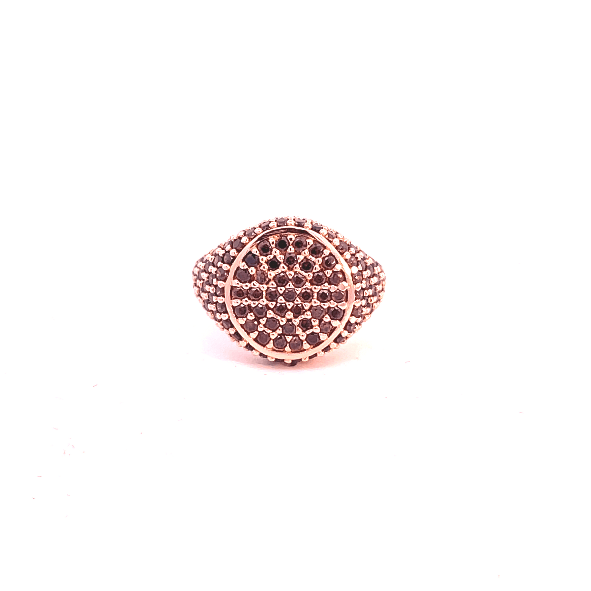 Rose gold plated pavé pinky statement ring with brown zirconias — GRACE BROWN by Giadan for Le.Paul Jewelgarden