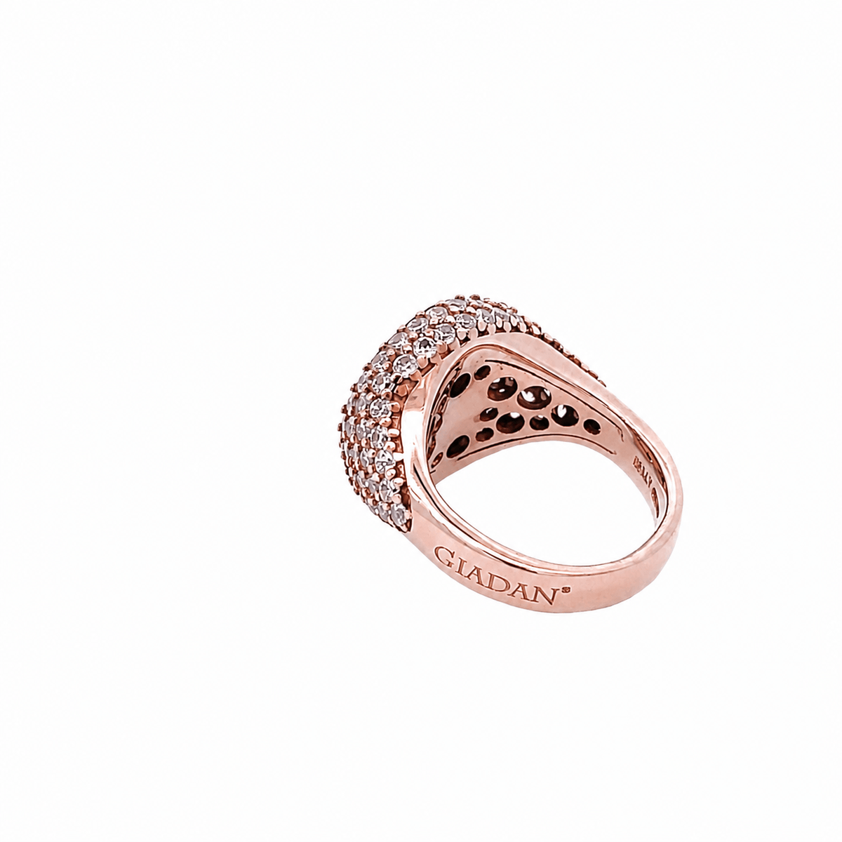 Back view of GRACE - LIGHT PINK ROSE by Giadan, rose gold plated pavé pinky ring with light pink zirconias