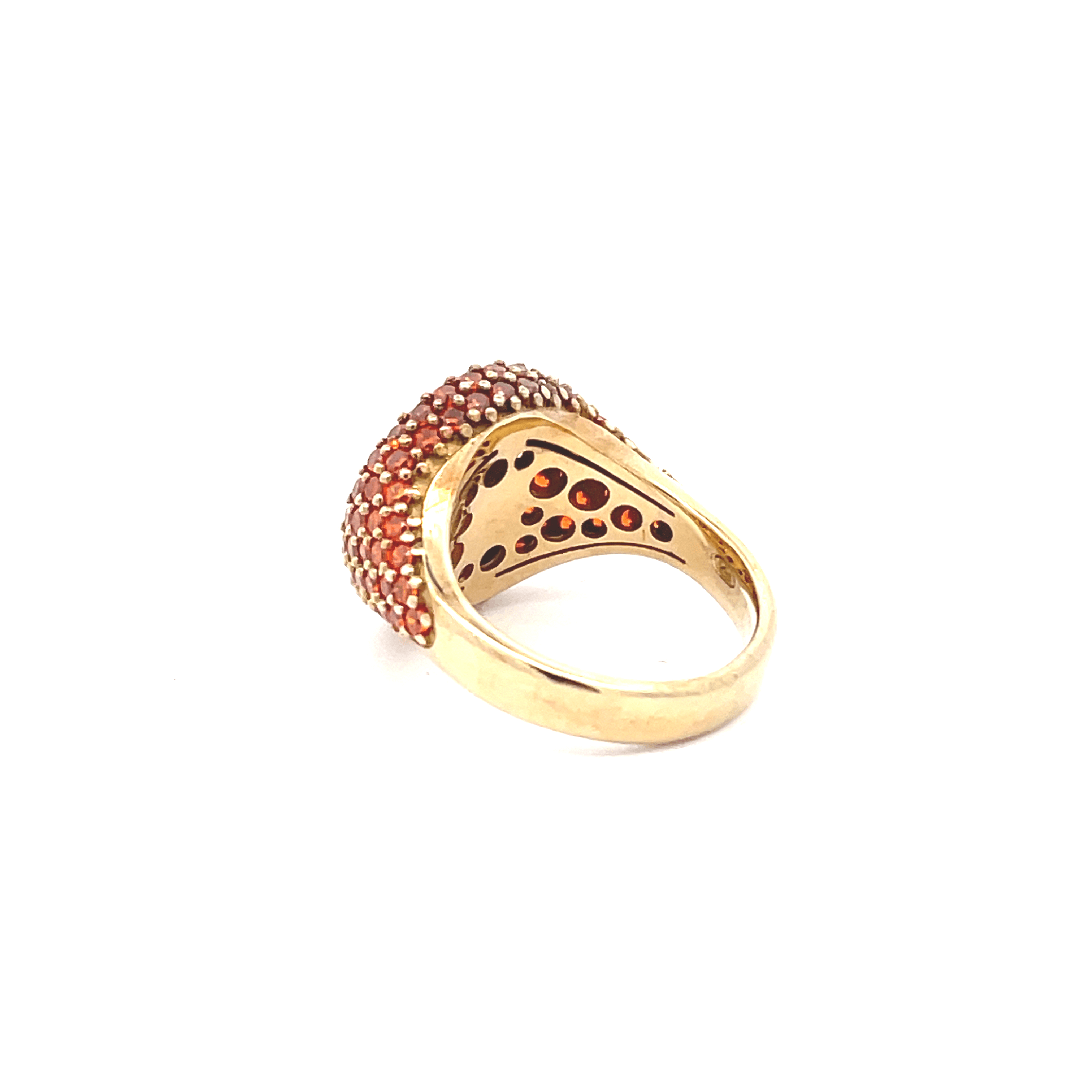 Yellow gold plated pavé pinky ring with orange zirconias, back view — GRACE ORANGE by Giadan for Le.Paul Jewelgarden
