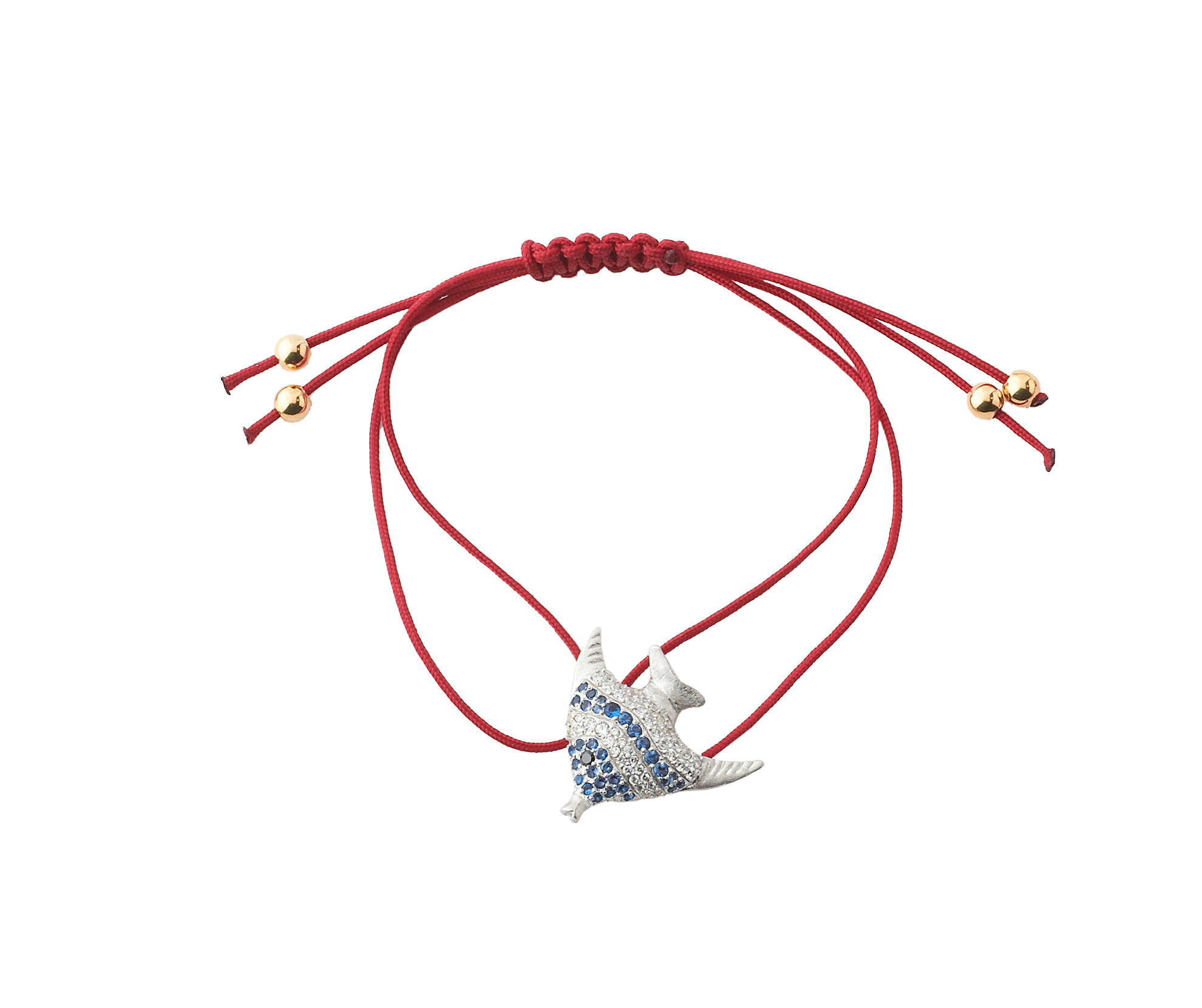 Fish Red Cord Bracelet (white)