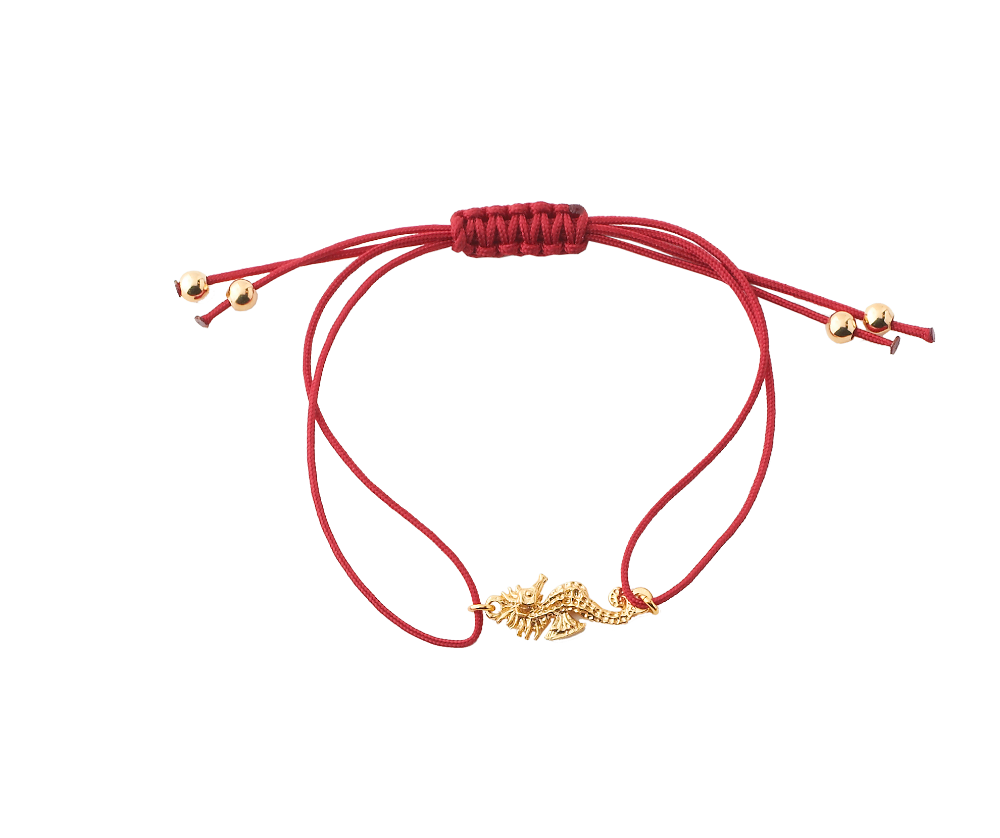 Gold Plated Sea Horse Red Cord Bracelet