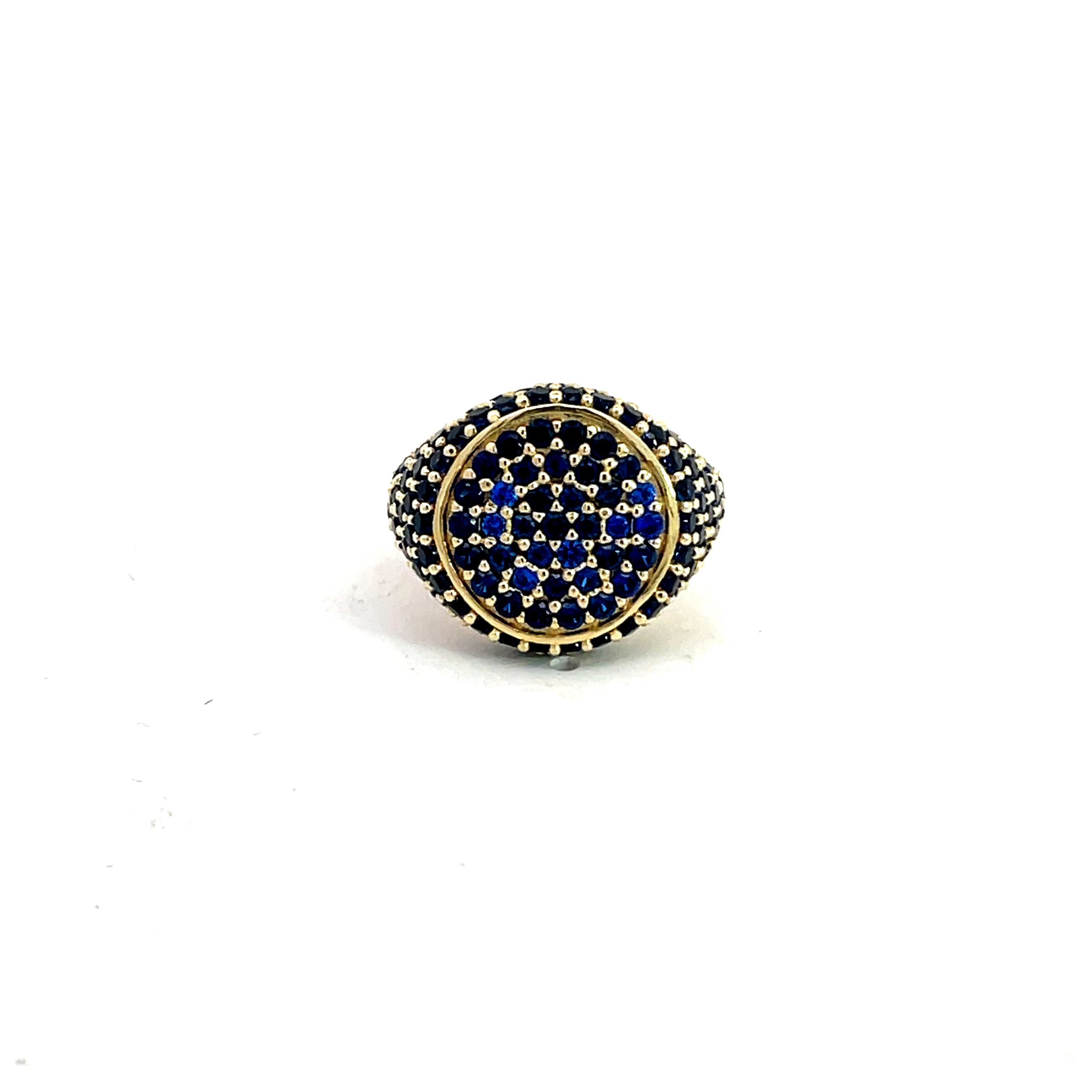 Yellow gold plated pavé pinky ring with dark blue zirconias — GRACE MARINE by Giadan for Le.Paul Jewelgarden