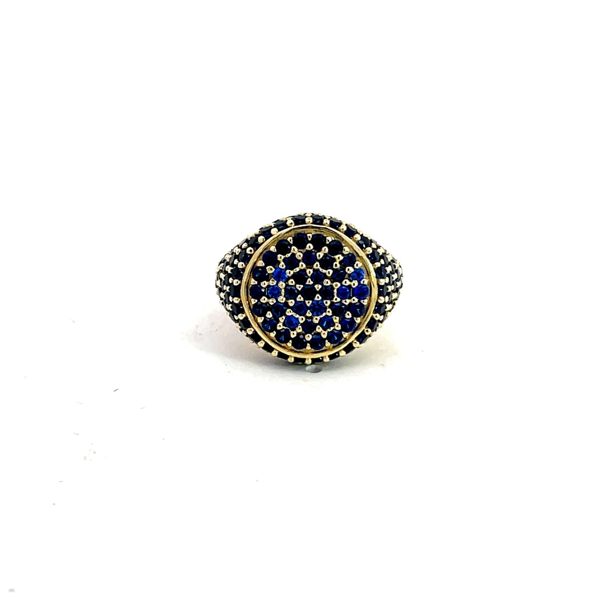 Yellow gold plated pavé pinky ring with dark blue zirconias — GRACE MARINE by Giadan for Le.Paul Jewelgarden