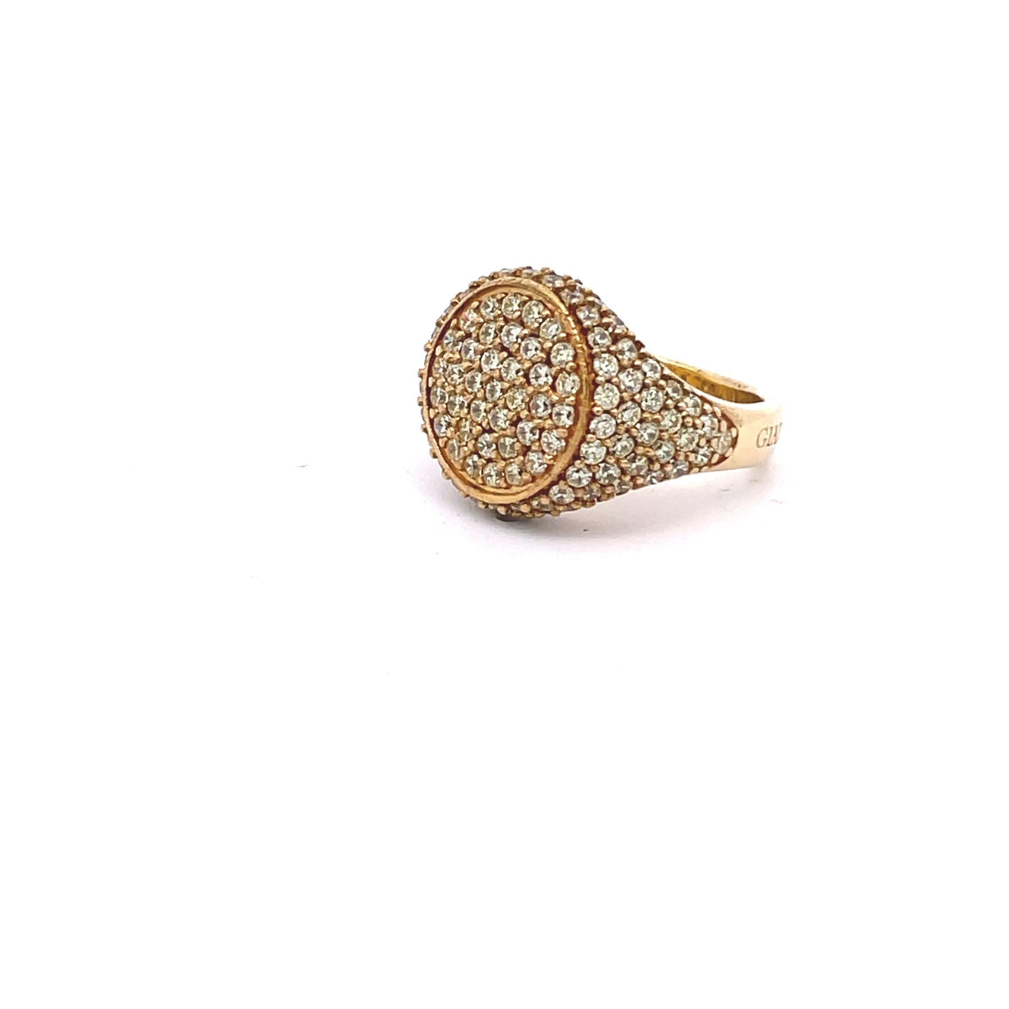 GRACE WHITE SPARKLES yellow gold plated pinky ring with white zirconias side view