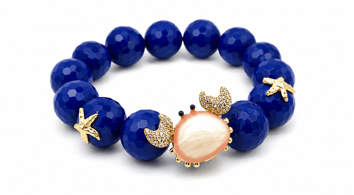 Pink Crab & Starfish Bead Bracelet