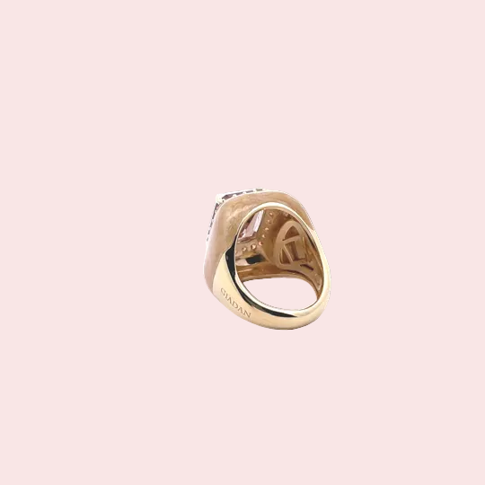 Gold-plated silver ring with light-brown enamel back view with size-adjusting system