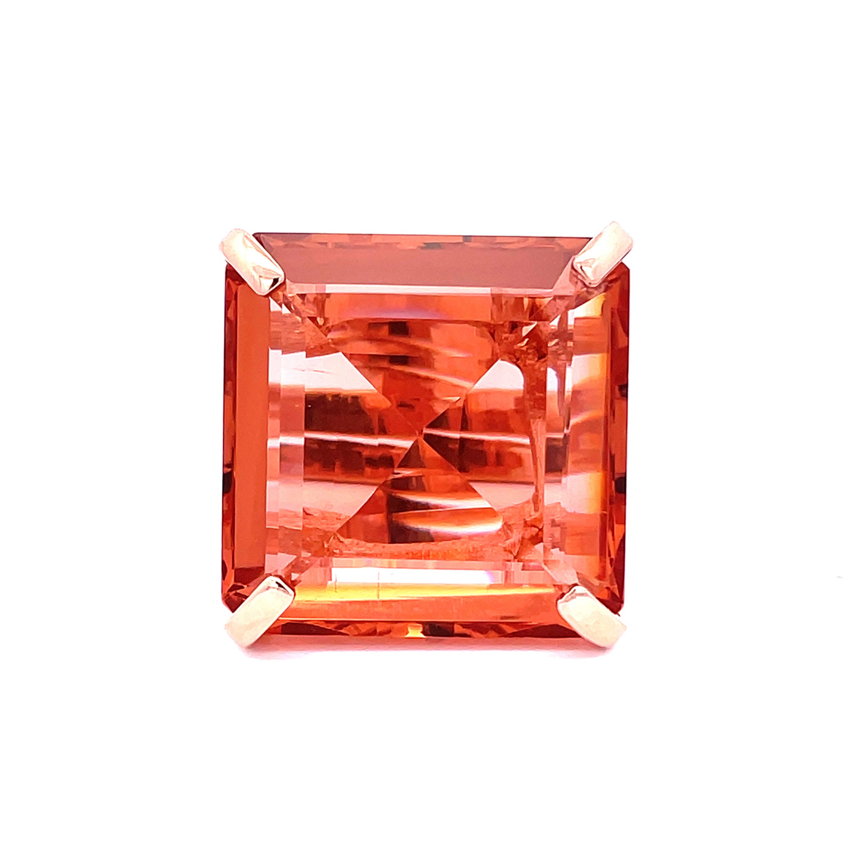 Rose gold plated statement ring with large deep topaz yellow zirconia in open architectural frame — NARCISA DEEP TOPAZ YELLOW by Giadan for Le.Paul Jewelgarden