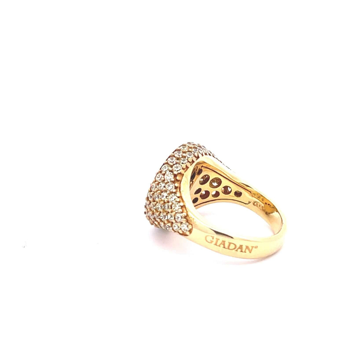 Yellow gold plated pavé pinky ring with champagne zirconias viewed from back — GRACE CHAMPAGNE by Giadan for Le.Paul Jewelgarden