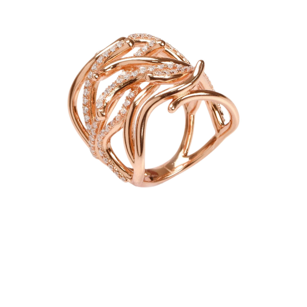 MISIS Coral Reef Ring, rosé gold-plated with zirconias