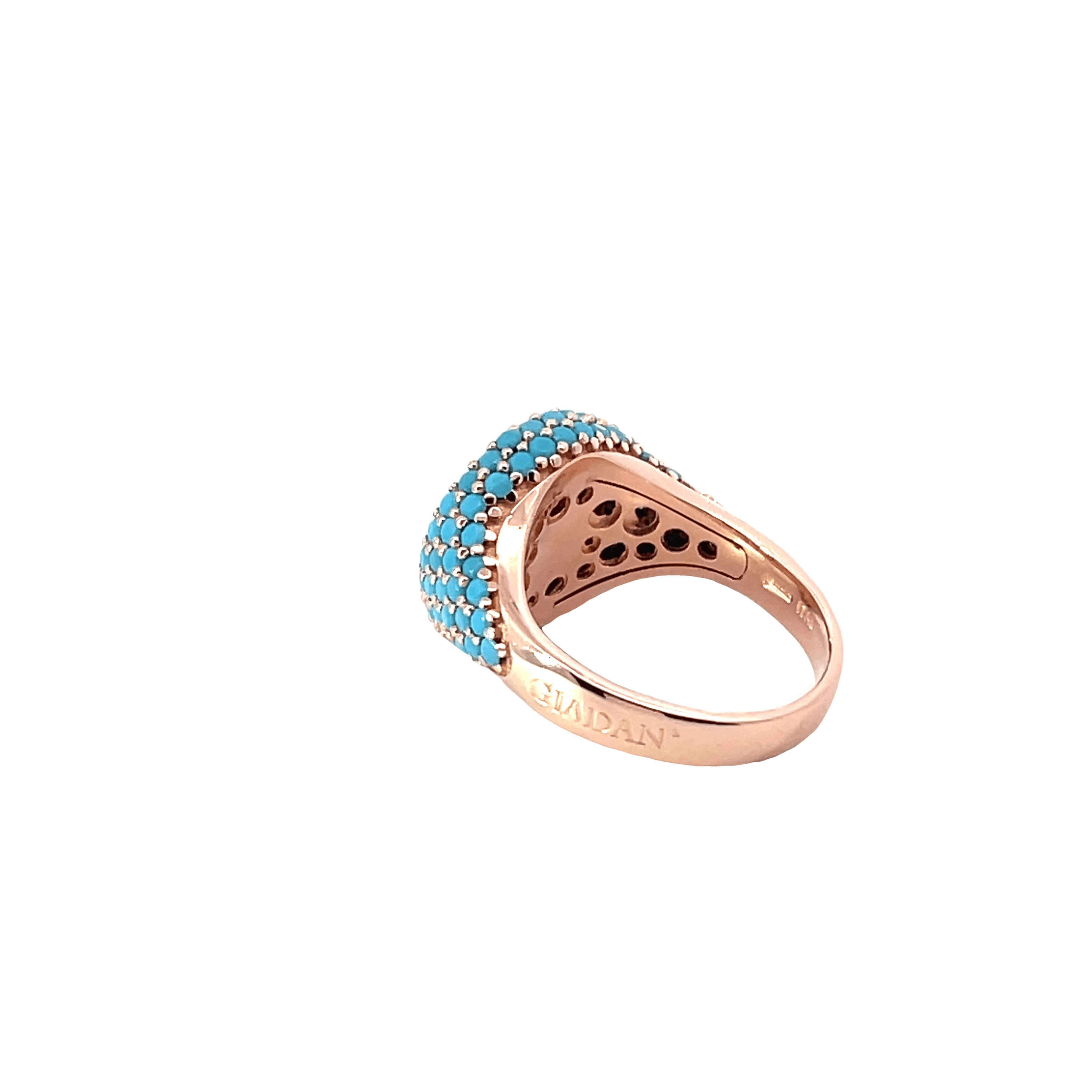 Rose gold plated pavé pinky ring with dark blue top and turquoise side zirconias — GRACE TOP DARK BLUE by Giadan for Le.Paul Jewelgarden