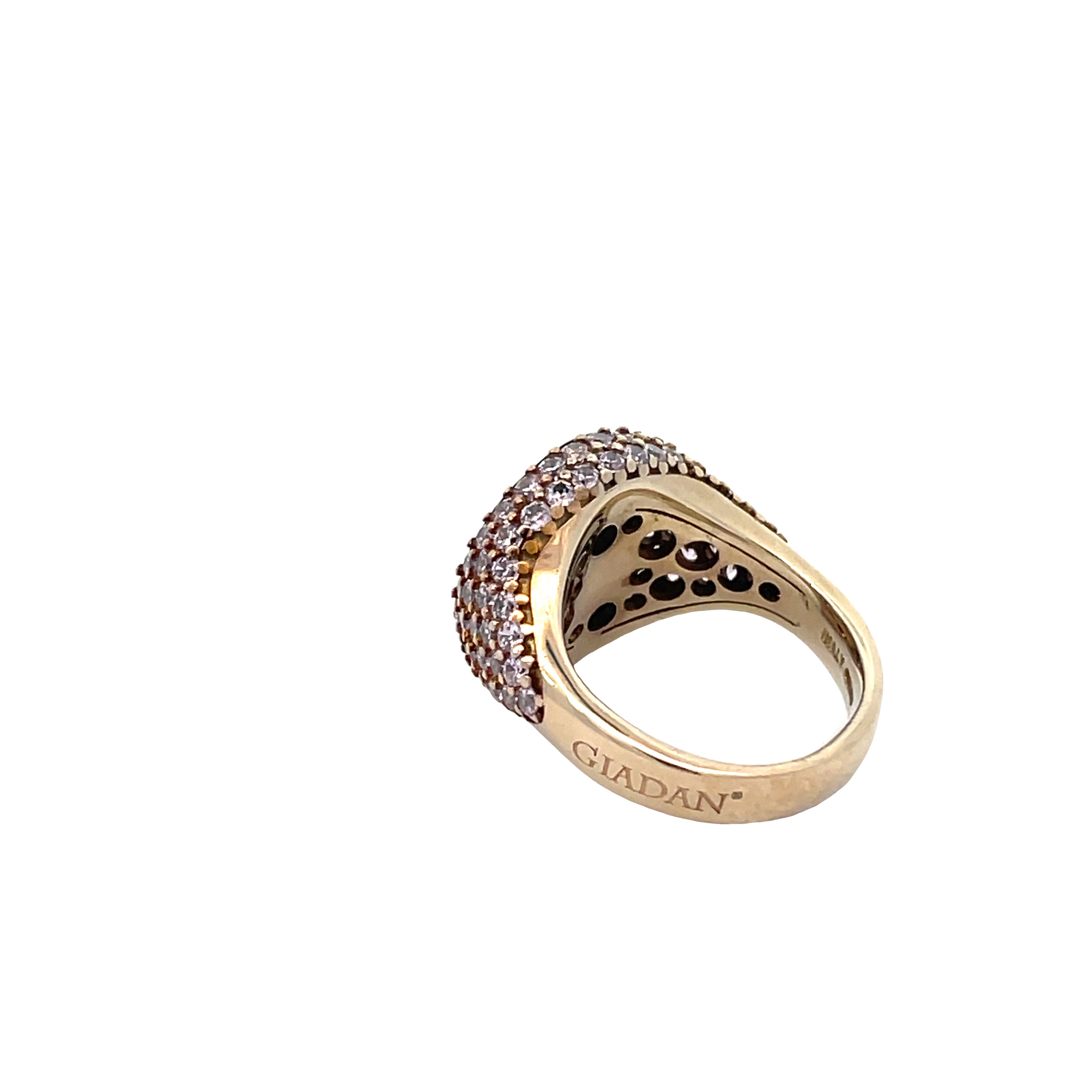 Back view of yellow gold plated pavé pinky ring with light pink zirconias — GRACE LIGHT PINK by Giadan for Le.Paul Jewelgarden