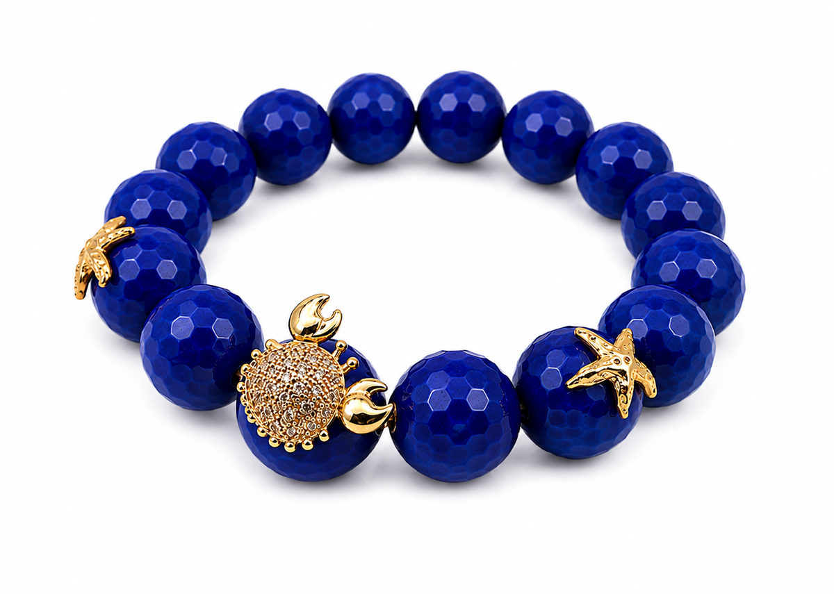 Gold Crab & Starfish Bead Bracelet