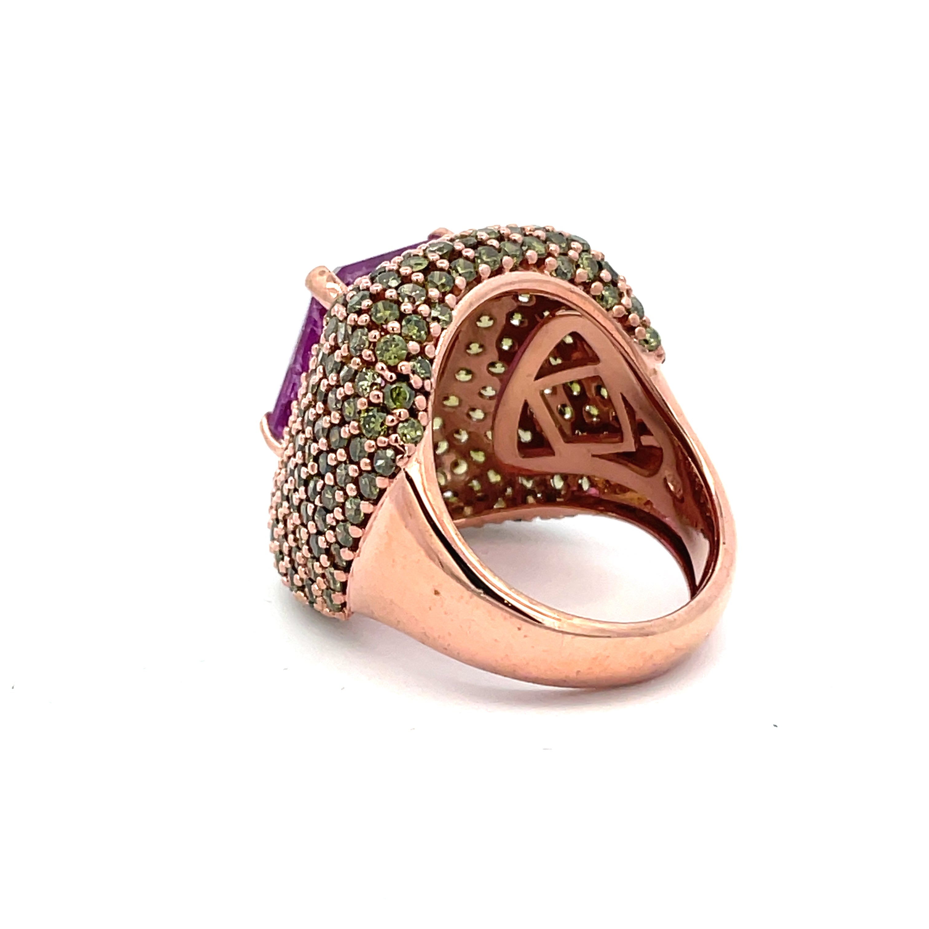 HARRY rose gold plated cocktail ring side profile showing band thickness and Italian craftsmanship