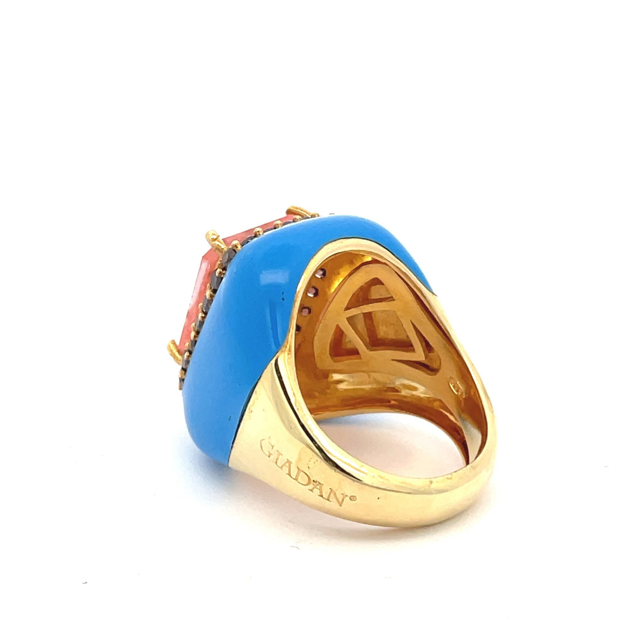 Sky blue, champagne pink and peridot statemet backview with size adjusting system