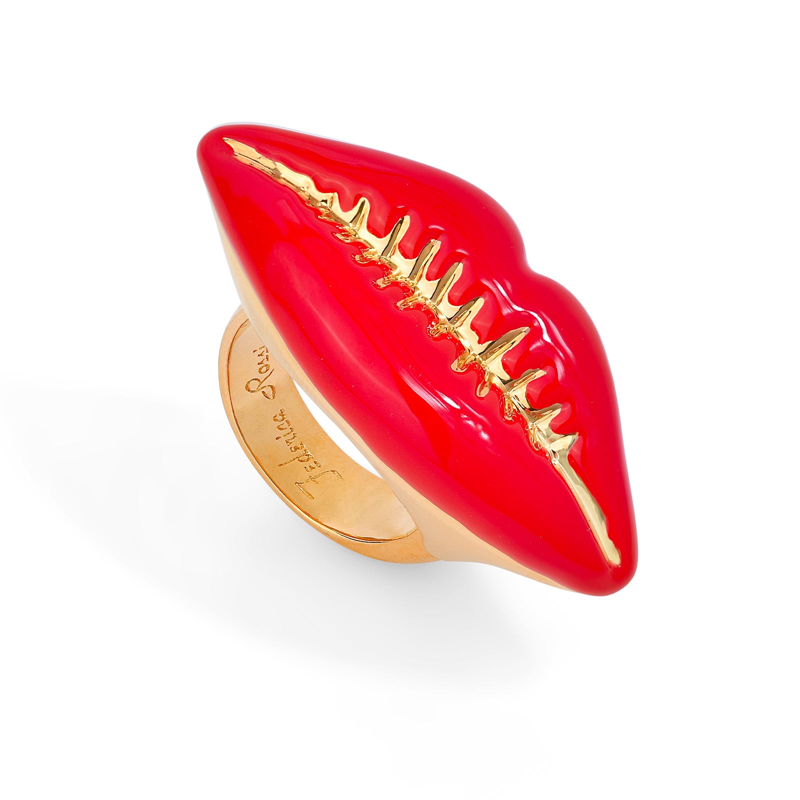 KISS ME NOW! RED-GOLD LIPS RING