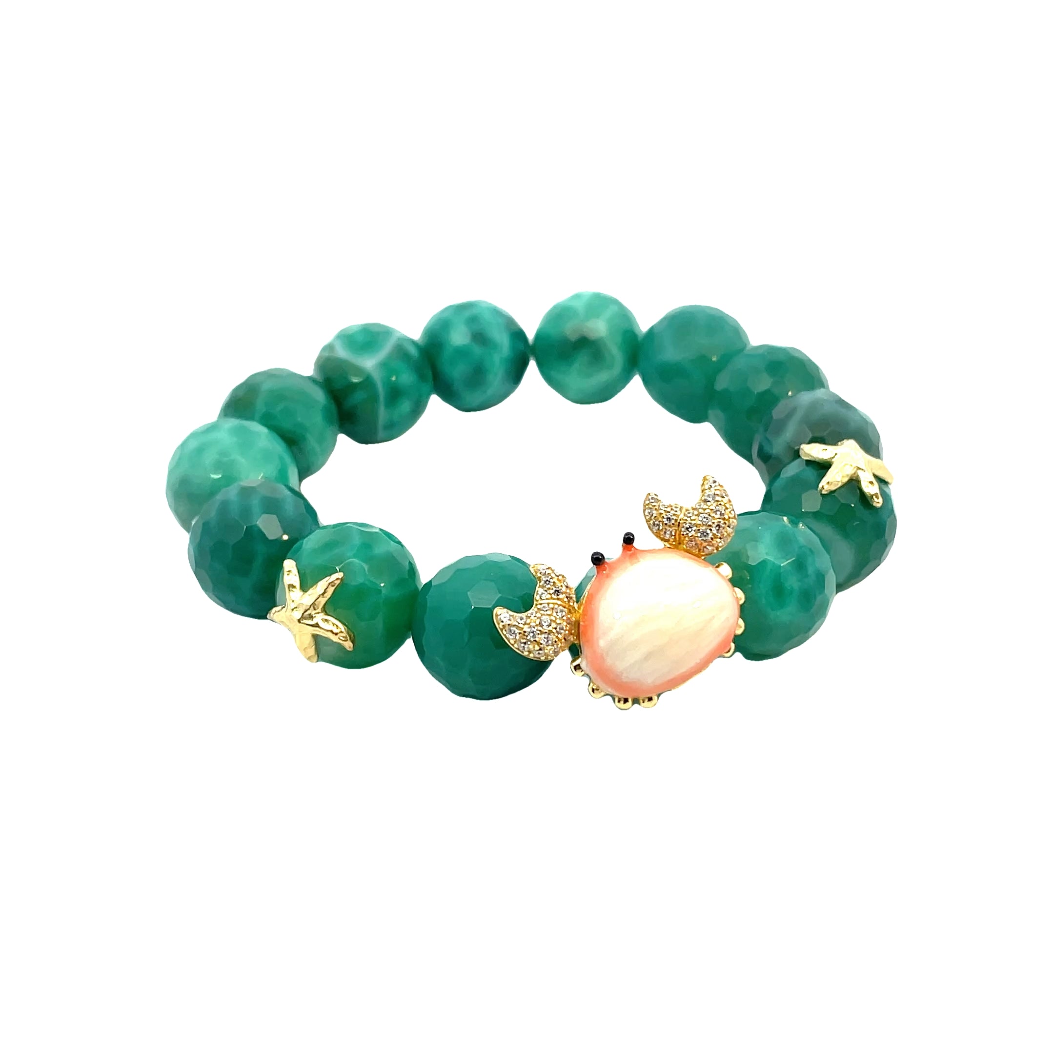 Pink Crab & Starfish Bead Bracelet