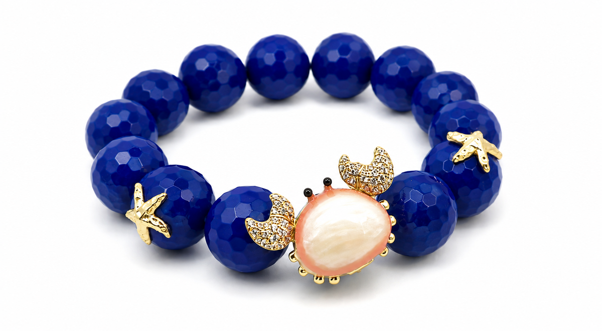 Pink Crab & Starfish Bead Bracelet