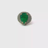 ANNA, 360 video: ANNA statement ring, 360 degree rotating view, aqua green center stone with marbled light green enamel and champagne pavé, yellow gold plated. Giadan for Le.Paul Jewelgarden.