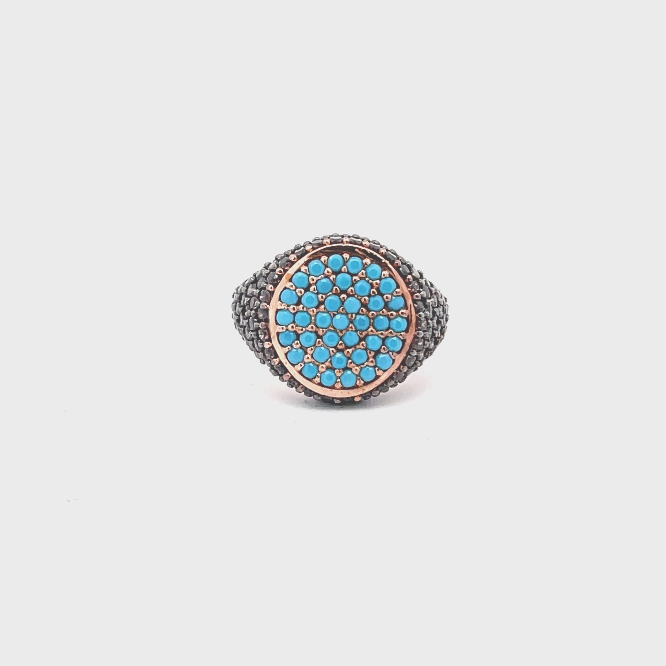 Video of GRACE TOP TURQUOISE pinky ring with 360 degrees view